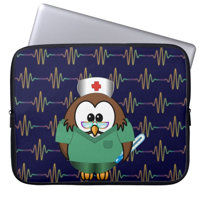 nurse owl laptop sleeve (Front)