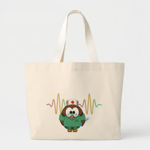 nurse owl large tote bag