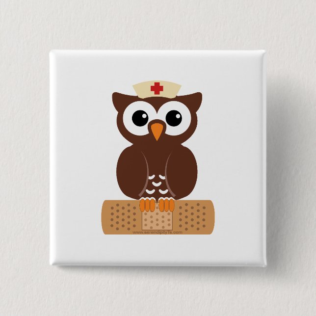 Nurse Owl (w/bandaid) 15 Cm Square Badge (Front)