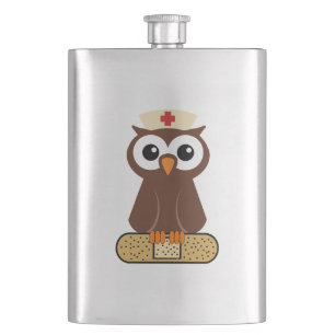 Nurse Owl (w/bandaid) Hip Flask