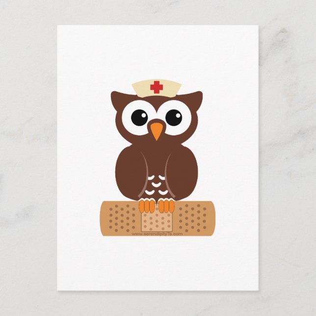 Nurse Owl (w/bandaid) Postcard (Front)
