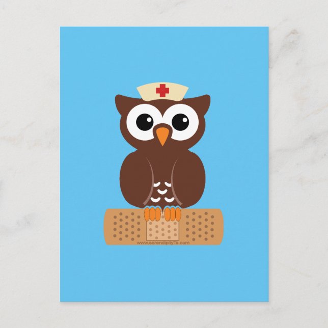 Nurse Owl (w/bandaid) Postcard (Front)