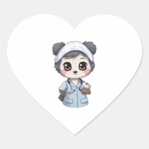 Nurse Panda   Heart Sticker