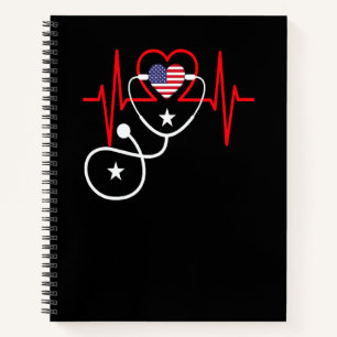 Nurse Patriotic For The 4th Of July For Men Women Notebook