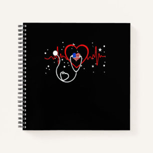 Nurse Patriotic For The 4th Of July For Men Women Notebook