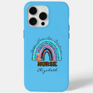 Nurse Peace Love Christmas Theme Rainbow Pastel   iPhone 15 Pro Max Case
