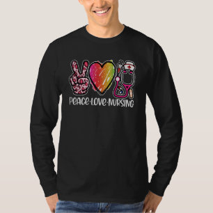 Nurse Peace Love Nursing School Graduation Cute Ne T-Shirt