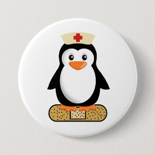 Nurse Penguin (w/bandaid) 7.5 Cm Round Badge