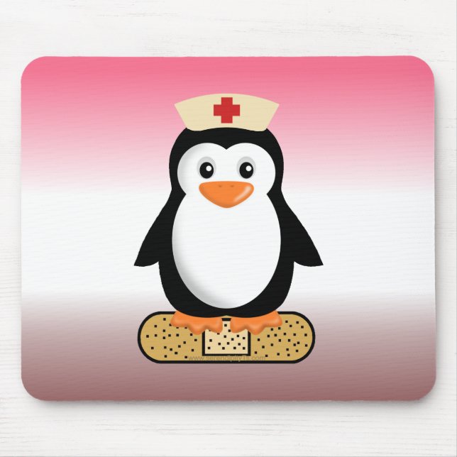 Nurse Penguin (w/Bandaid) Mouse Mat (Front)
