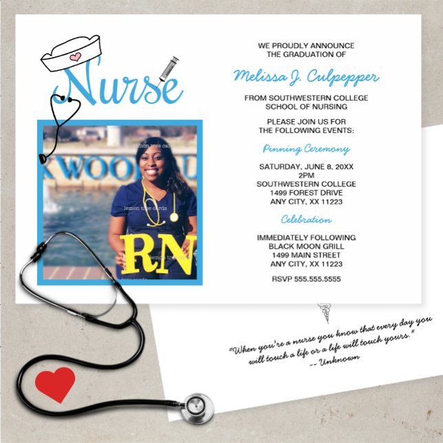 Nurse photo graduation pinning invites / blue (Creator Uploaded)