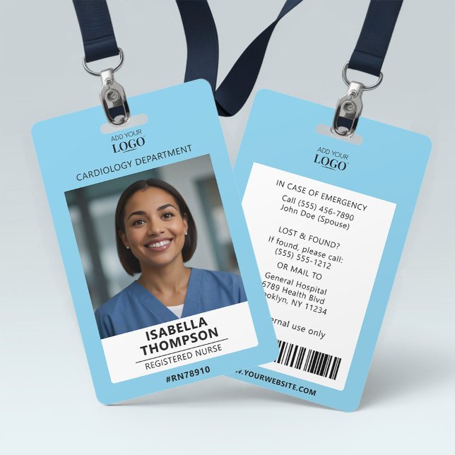 Nurse Photo & Logo Light Blue Badge ID Badge (Creator Uploaded)