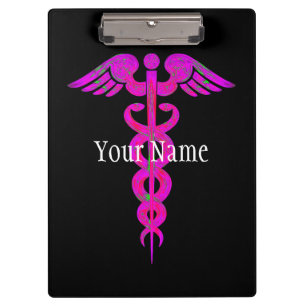 Nurse Pink Caduceus Medical Personalised Clipboard