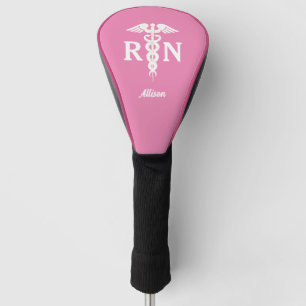 Nurse Pink Medical Caduceus Personalised Golf Head Cover