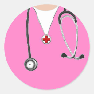Nurse Pink Scrubs Classic Round Sticker