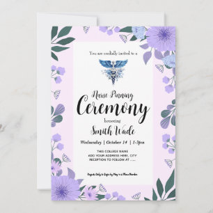 Nurse Pinning Ceremony Invitation Purple Floral Nu