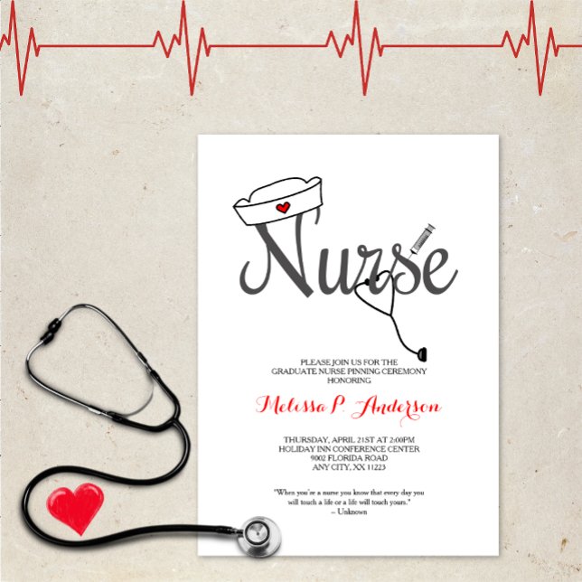 Nurse Pinning Ceremony Invite, fun RN graduation Invitation (Creator Uploaded)