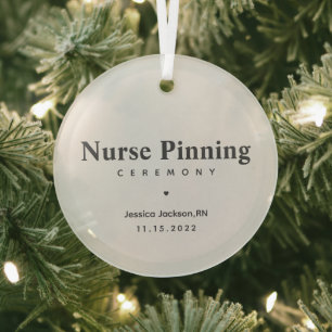 Nurse Pinning Ceremony Modern Simple Custom RN Cer Glass Tree Decoration