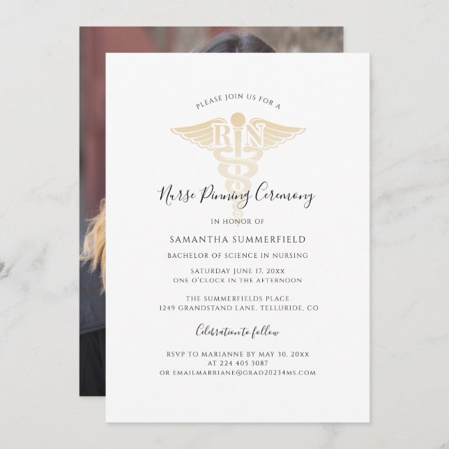 Nurse Pinning Graduation 2024 Photo Invitation (Front/Back)