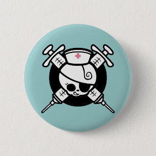 Nurse Pirate and Cross Hypos 6 Cm Round Badge