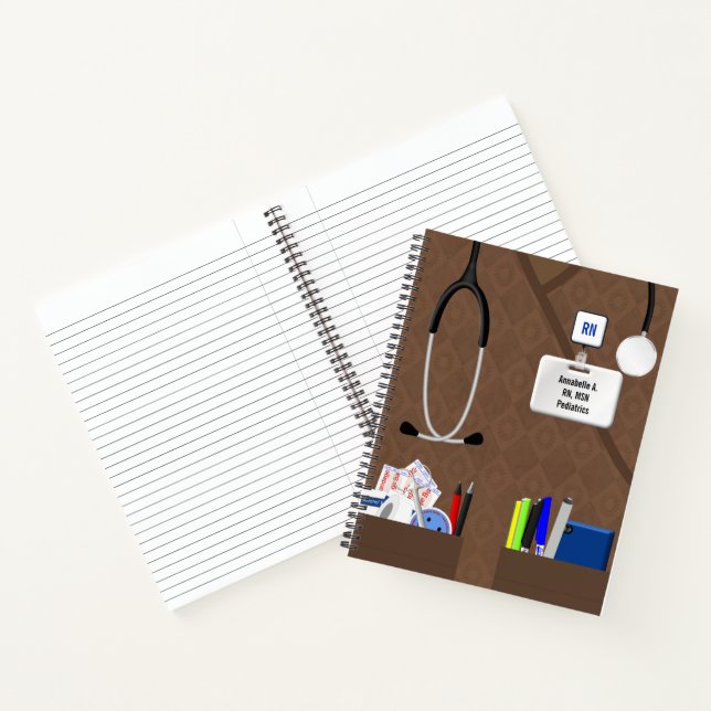 Nurse Pockets In Brown Scrubs Personalised Notebook (Inside)