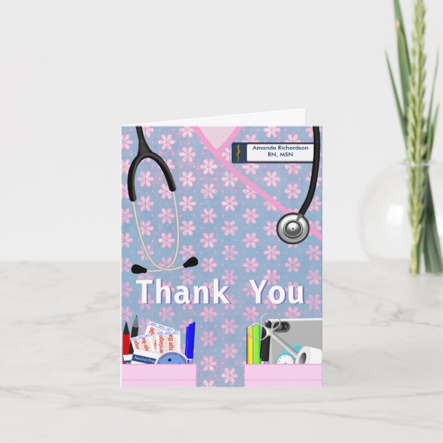 Nurse Pockets Thank You - Pinks Card (Front)