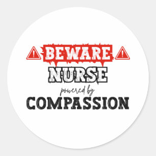 Nurse Powered By Compassion   Nurse & Healthcare Classic Round Sticker