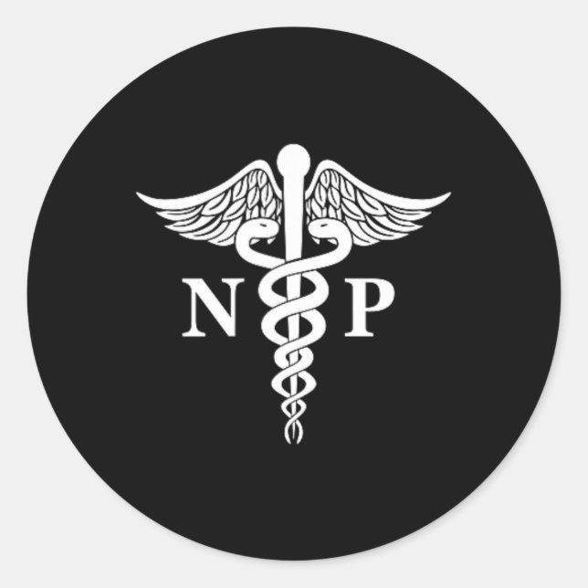 Nurse Practitioner Caduceus Medical Symbol Pocket  Classic Round Sticker (Front)