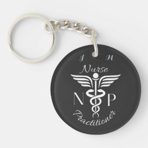 Nurse Practitioner Caduceus Symbol Personalized Key Ring