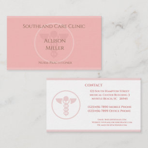 Nurse Practitioner Coral Caduceus Business Card