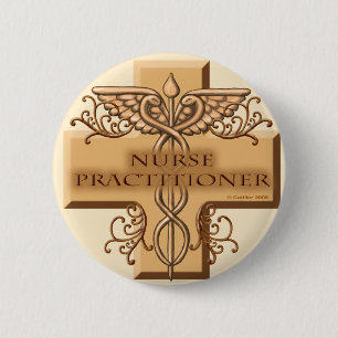 Nurse Practitioner Cross Caduceus 6 Cm Round Badge