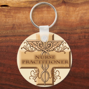 Nurse Practitioner Cross Caduceus Key Ring