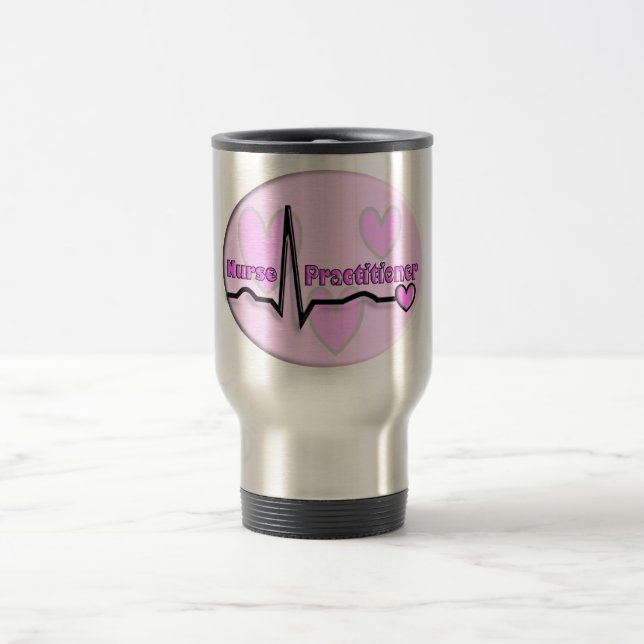 Nurse Practitioner Gifts- QRS Segment Design Travel Mug (Center)