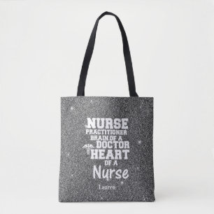 Nurse Practitioner Glitter Funny Tote