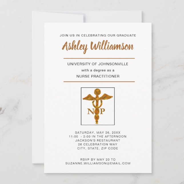 Nurse Practitioner Graduation Announcement Symbol (Front)