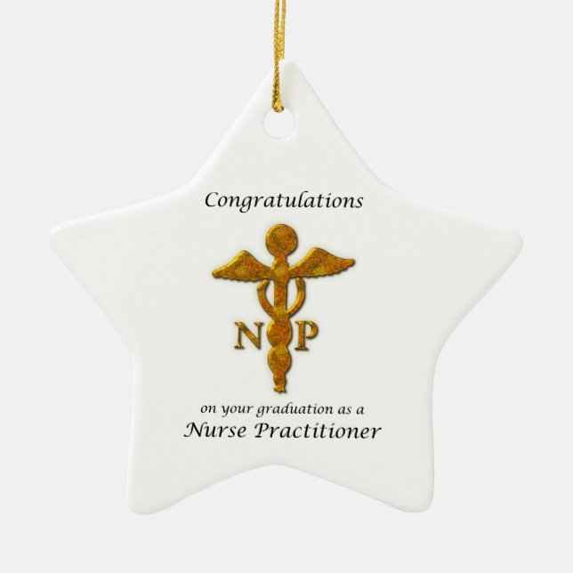 Nurse Practitioner Graduation Congratulations Ceramic Tree Decoration (Front)