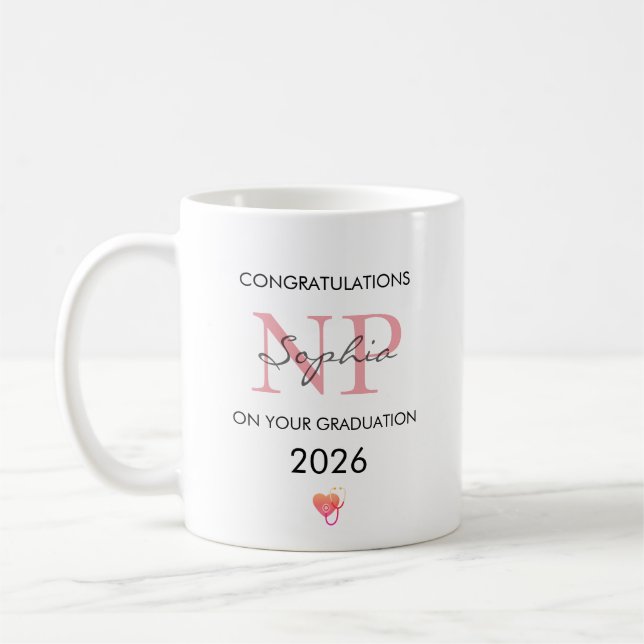Nurse Practitioner Graduation Personalised 2026 Coffee Mug (Left)