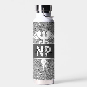 Nurse Practitioner Graduation Silver Personalised Water Bottle