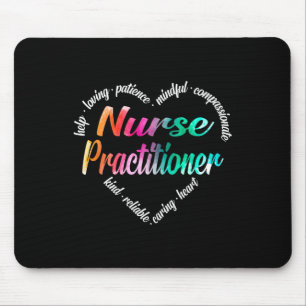 Nurse Practitioner Heart Word Cloud Watercolor Rai Mouse Mat