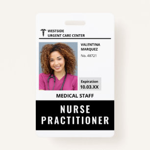 Nurse Practitioner ID Photo Logo Barcode Badge ID Badge