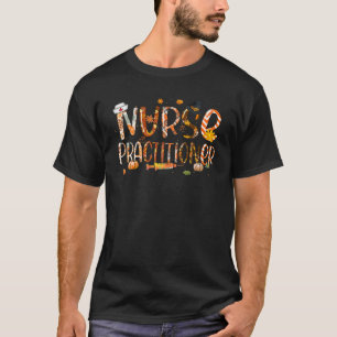 Nurse Practitioner Leopard Plaid Pilgrim Hat Thank T-Shirt
