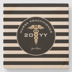 Nurse Practitioner Medical Black Personalised Stone Coaster
