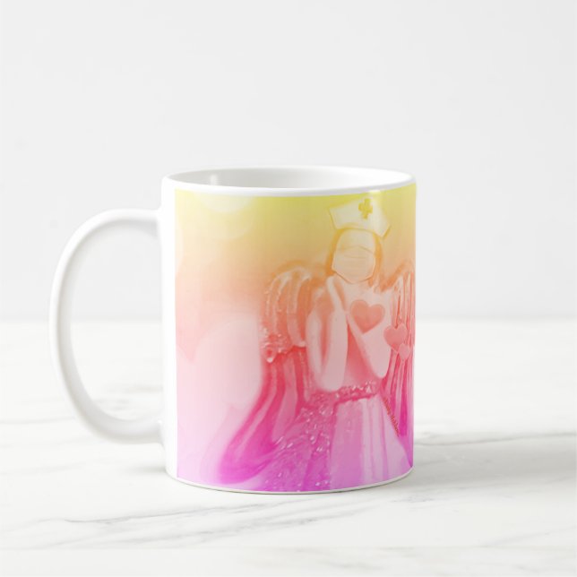 Nurse Practitioner Medical Caregiver Pink Angel Coffee Mug (Left)