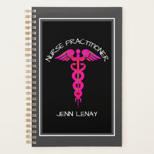 Nurse Practitioner Medical Pink Caduceus Name Planner