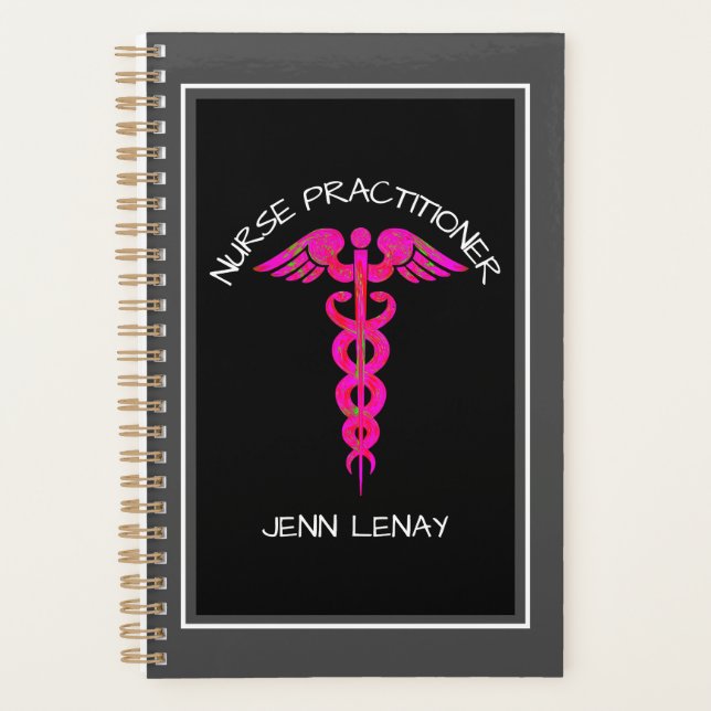 Nurse Practitioner Medical Pink Caduceus Name Planner (Front)