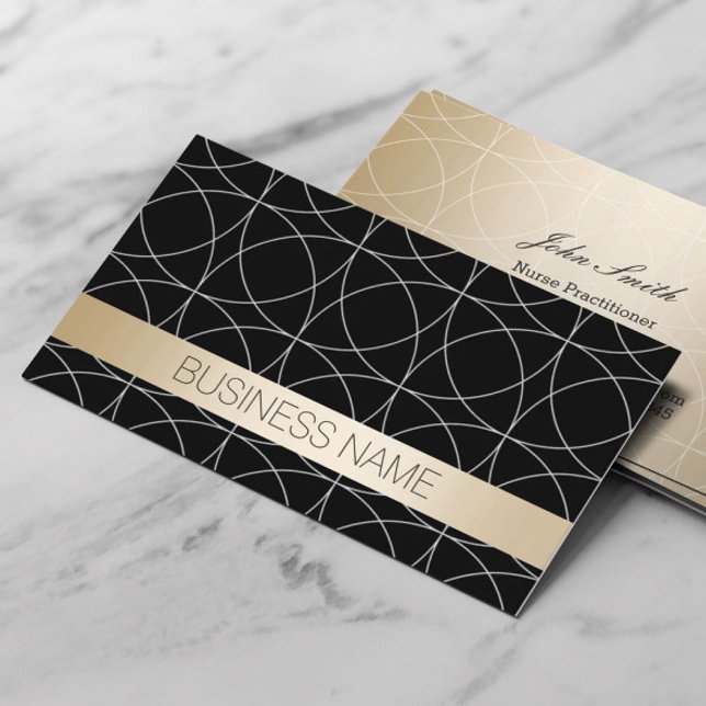 Nurse Practitioner Modern Black & Gold Business Card (Creator Uploaded)