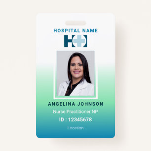 Nurse Practitioner NP Blue Green Name and Photo ID ID Badge