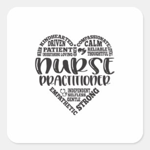 Nurse Practitioner, NP, heart Square Sticker