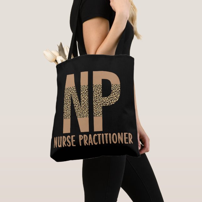 Nurse Practitioner NP nurse appreciation cheetah Tote Bag (Close Up)