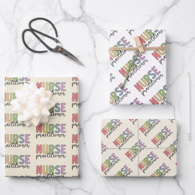 Nurse Practitioner NP Nurse Graduation Wrapping Paper Sheet (Front)
