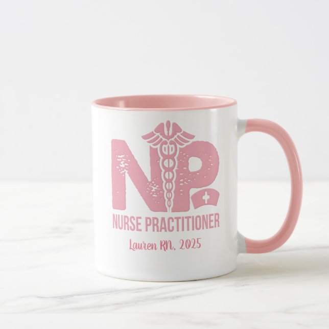 Nurse Practitioner Personalised Pink Coffee Mug (Right)
